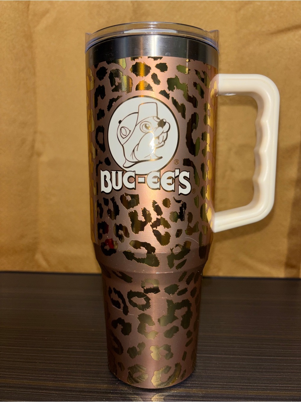 Buc-ee's Gold Leopard Print Insulated 40 ounce Tumbler
